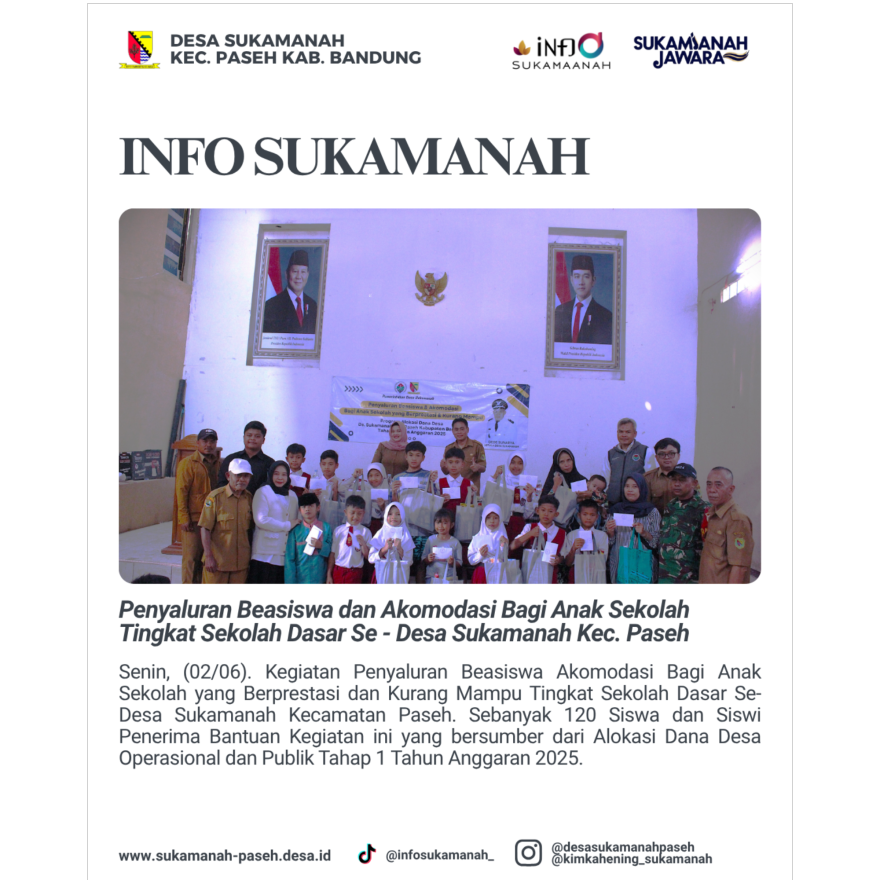 PENYALURAN BEASISWA DAN AKOMODASI UNTUK SISWA SD DI DESA SUKAMANAH KECAMATAN PASEH